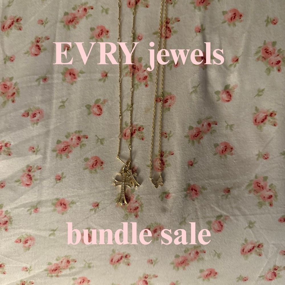 EVRY jewels cross + butterfly necklace bundle